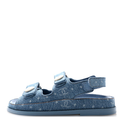 Chanel Printed Denim CC Dad Sandals 36 Light Blue 1 of 9