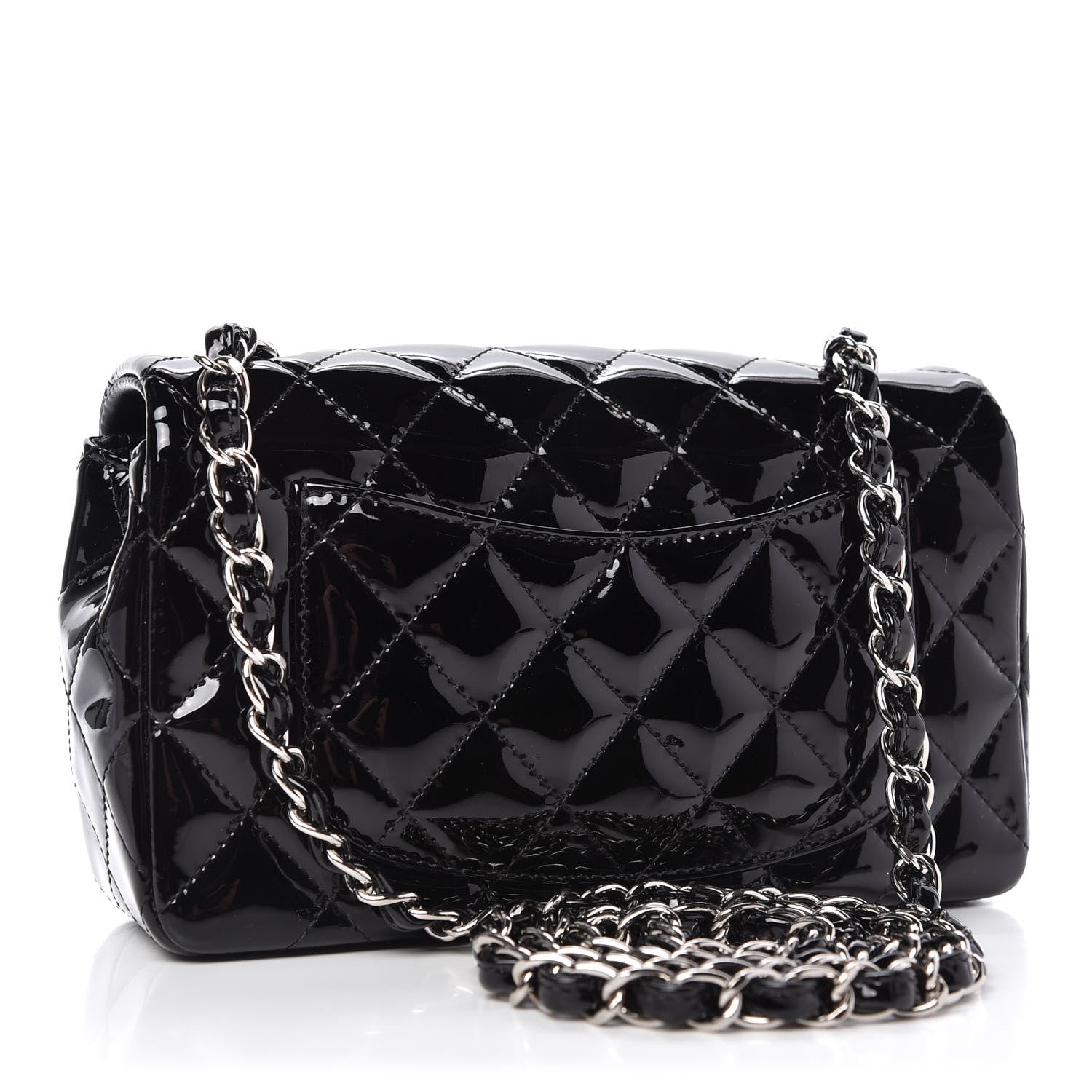 Chanel Patent Calfskin Quilted Mini Rectangular Flap Black 3 of 10