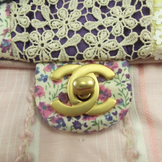 Fabric Patchwork Medium Flap Bag