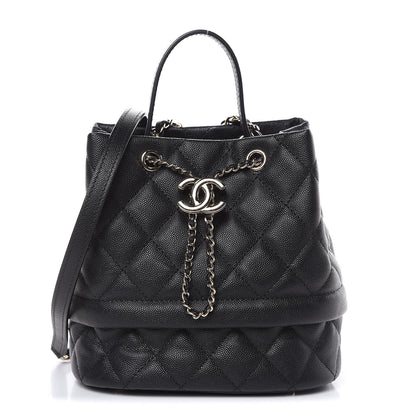 Chanel Caviar Quilted Rolled Up Bucket Drawstring Bag Black 1 of 9