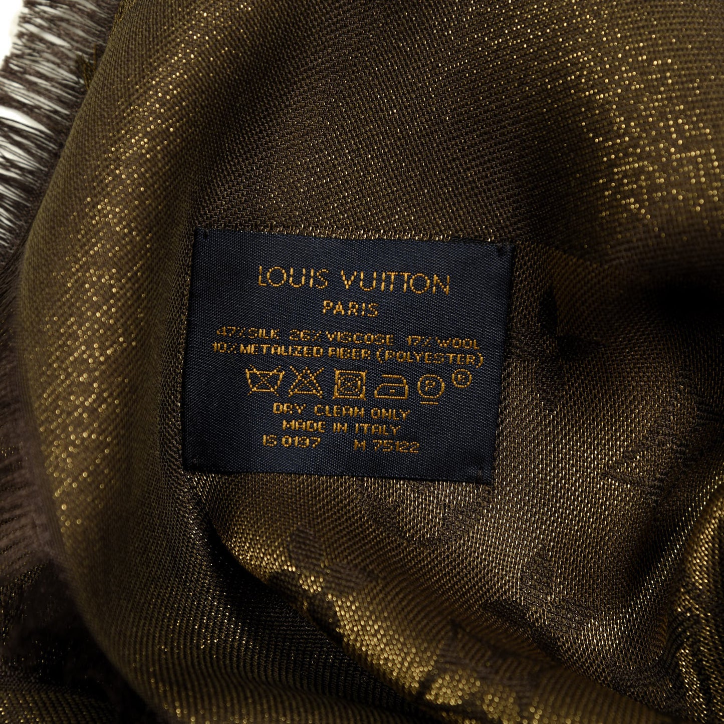 Silk Lurex Wool Monogram Shine Shawl Brown