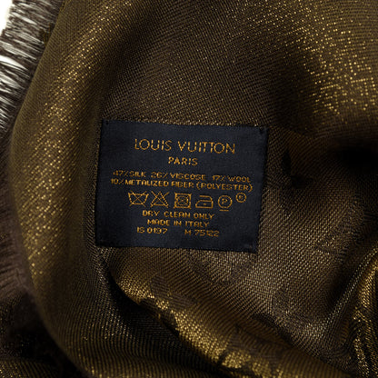 Louis Vuitton Silk Lurex Wool Monogram Shine Shawl Brown 3 of 3