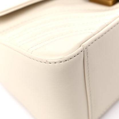 Gucci Calfskin Matelasse Mini GG Marmont Top Handle Shoulder Bag White 8 of 13