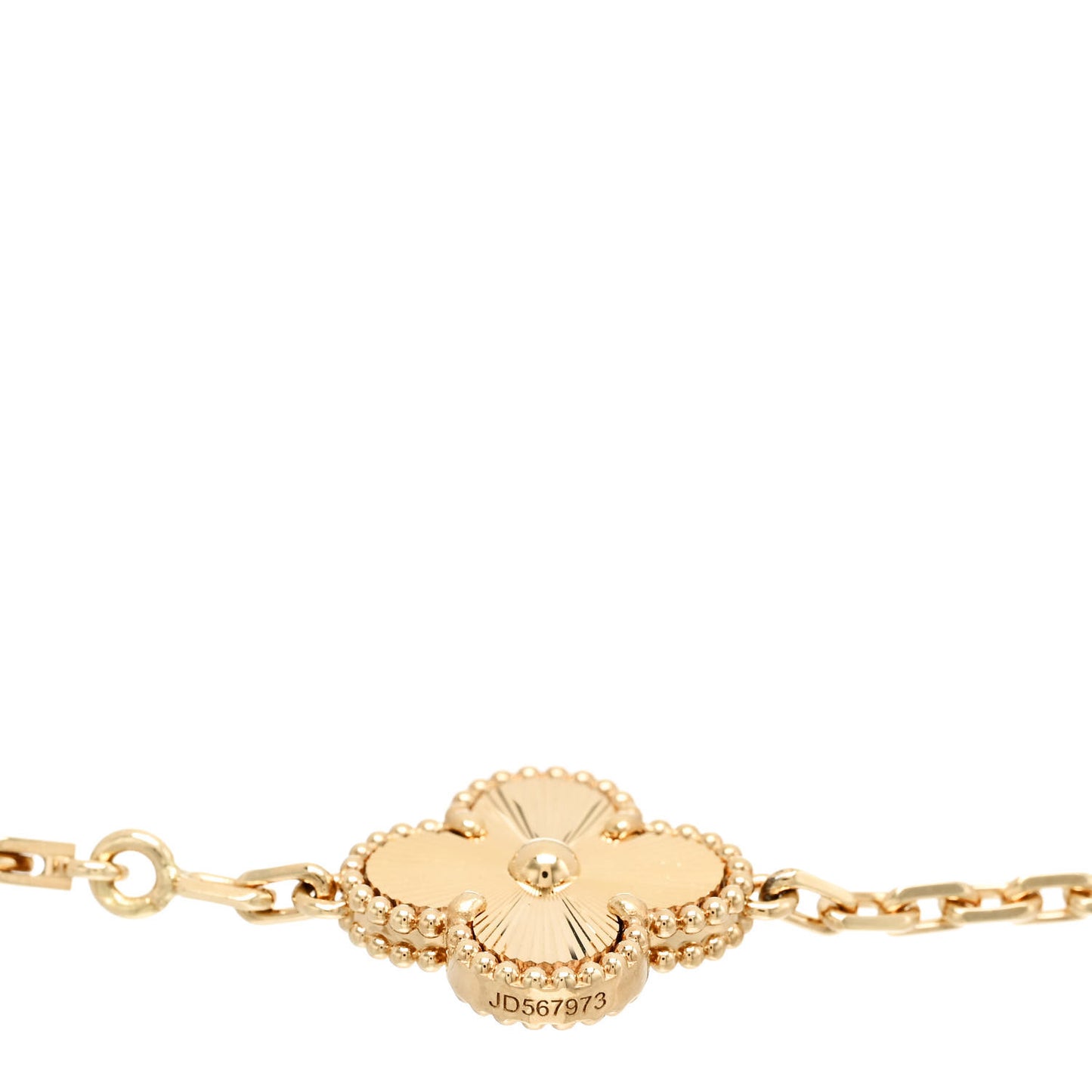 18K Yellow Gold Diamond 5 Motifs Guilloche Vintage Alhambra Bracelet