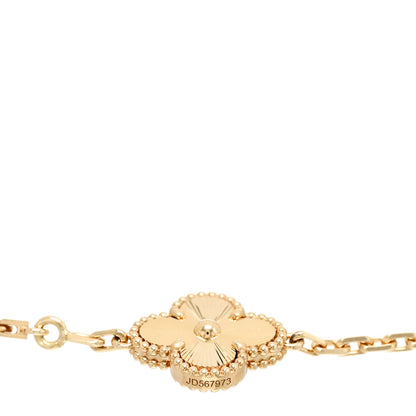 Van Cleef & Arpels 18K Yellow Gold Diamond 5 Motifs Guilloche Vintage Alhambra Bracelet 4 of 5