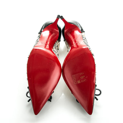 Christian Louboutin Lace Souris 70 Pumps 38.5 Black White 5 of 7