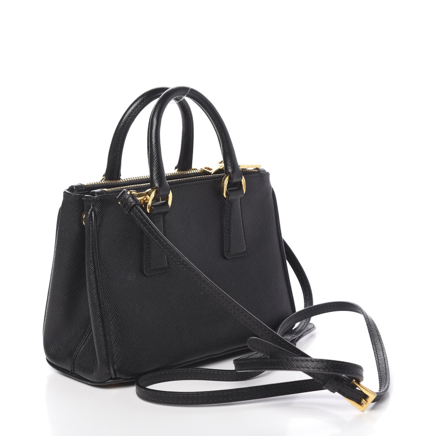 Prada Saffiano Lux Micro Galleria Double Zip Tote Black 3 of 10