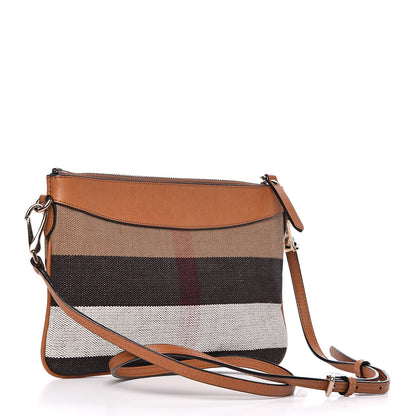 Burberry Mega Check Peyton Crossbody Clutch Bag Saddle Brown 3 of 12