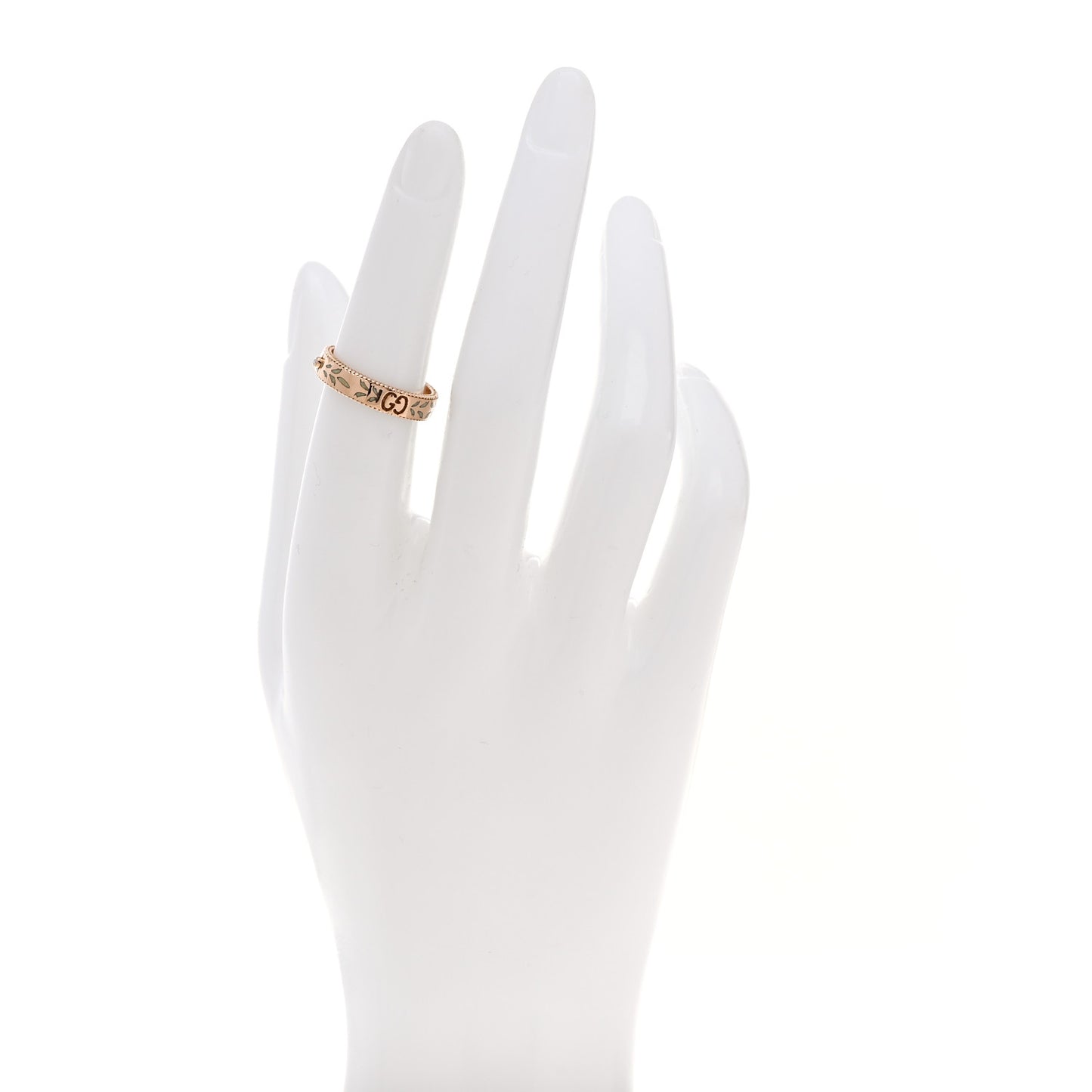 18K Rose Gold Enamel Diamaond 4mm Icon Blooms Ring 50 5.5