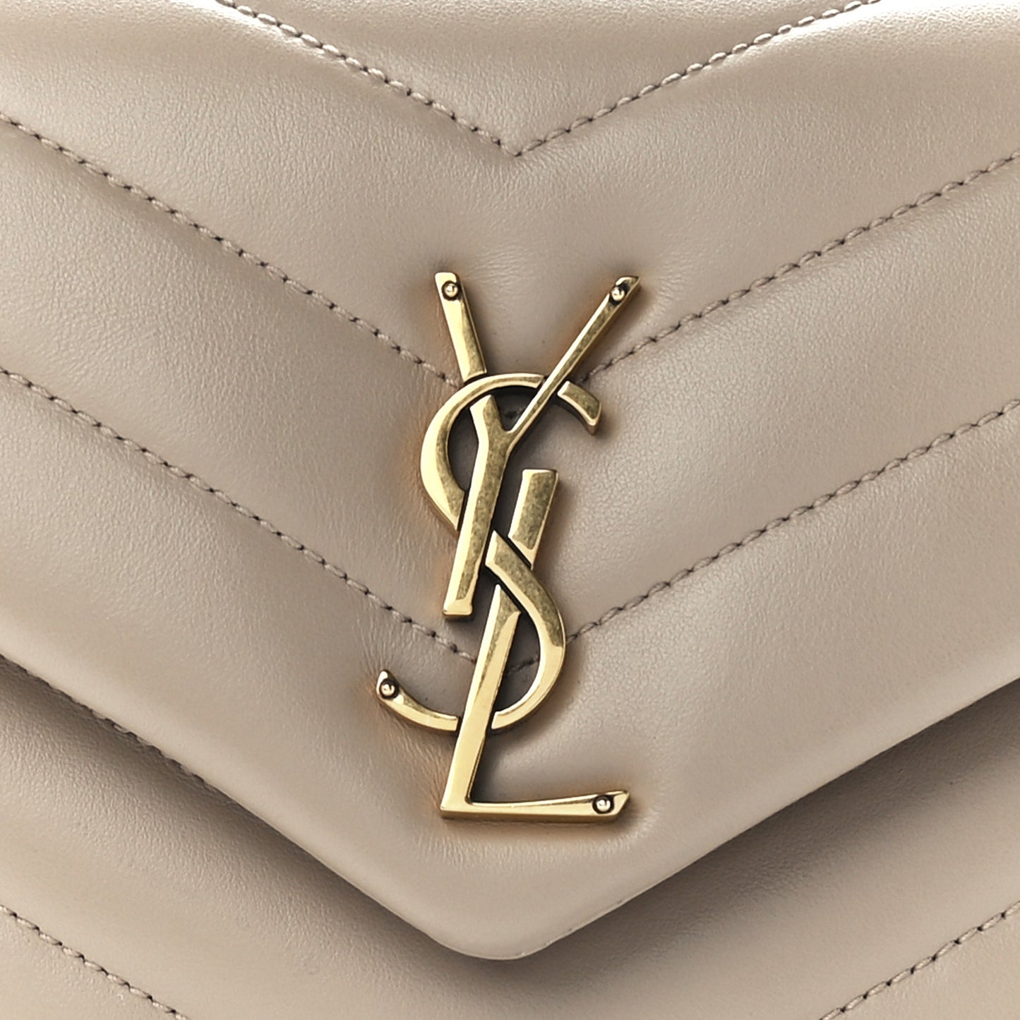 Calfskin Y Quilted Monogram Small Loulou Chain Satchel Dark Beige
