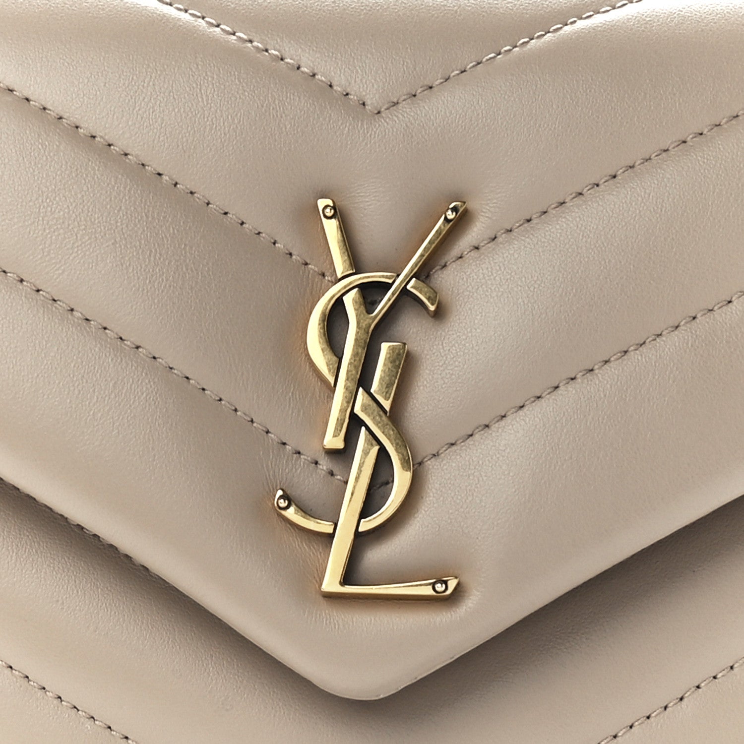 Saint Laurent Calfskin Y Quilted Monogram Small Loulou Chain Satchel Dark Beige 9 of 12