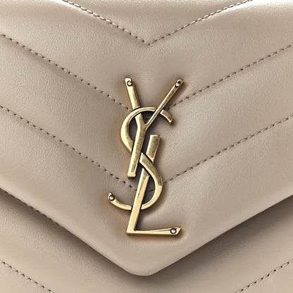 Saint Laurent Calfskin Y Quilted Monogram Small Loulou Chain Satchel Dark Beige 9 of 12