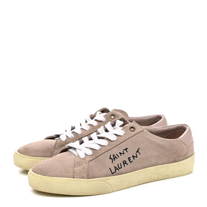 Saint Laurent Distressed Suede Womens Court Classic Sneakers 39 Rose Antique 3 of 8