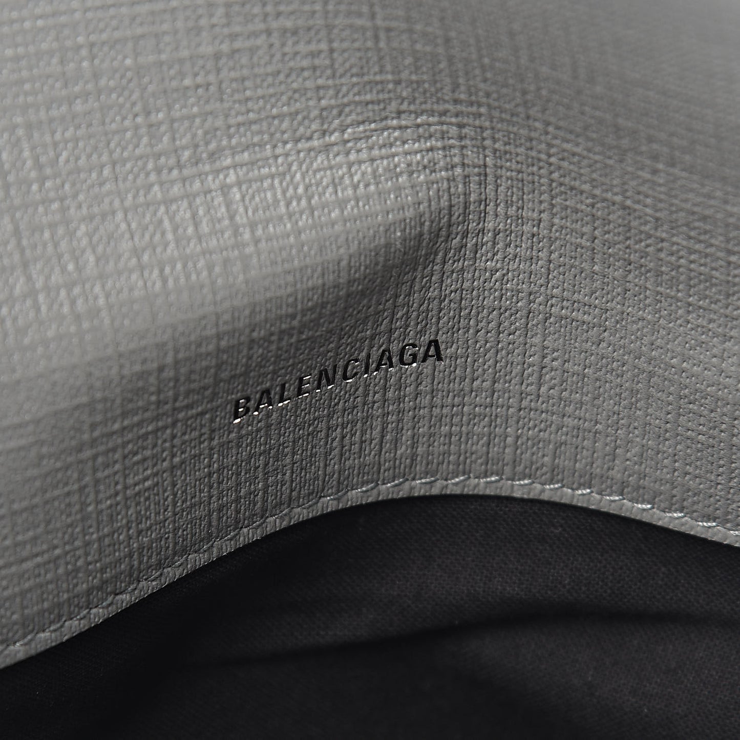 Squared Calfskin Logo Shopping Envelope Clutch Balenciaga Grey