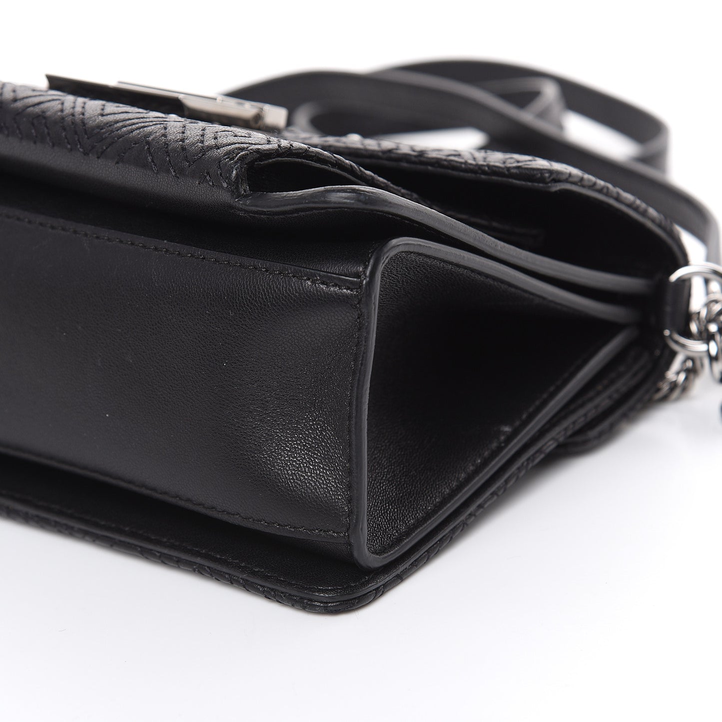 Lambskin Embroidered Studded Small GV3 Shoulder Bag Black