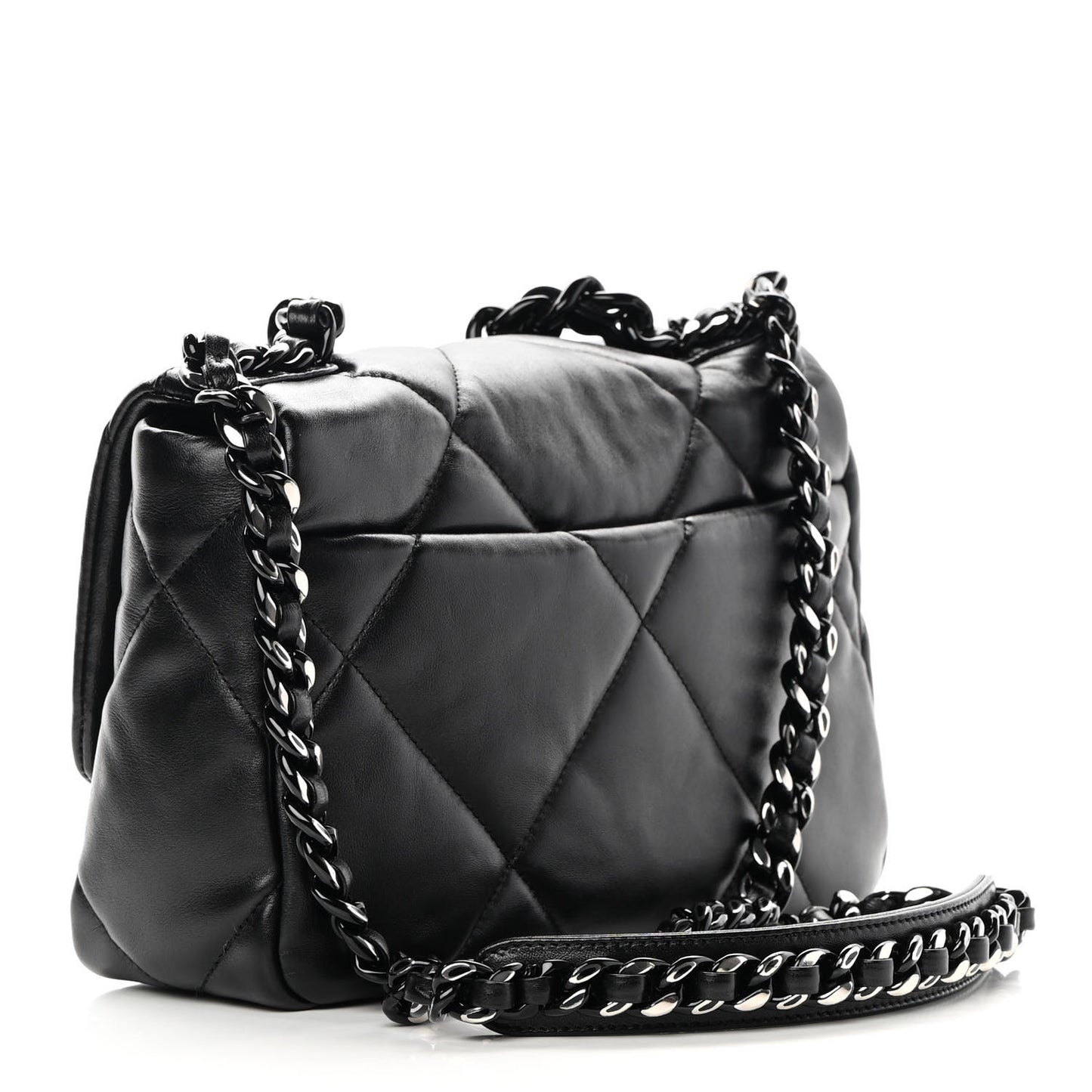 Lambskin Quilted Medium Chanel 19 Flap So Black