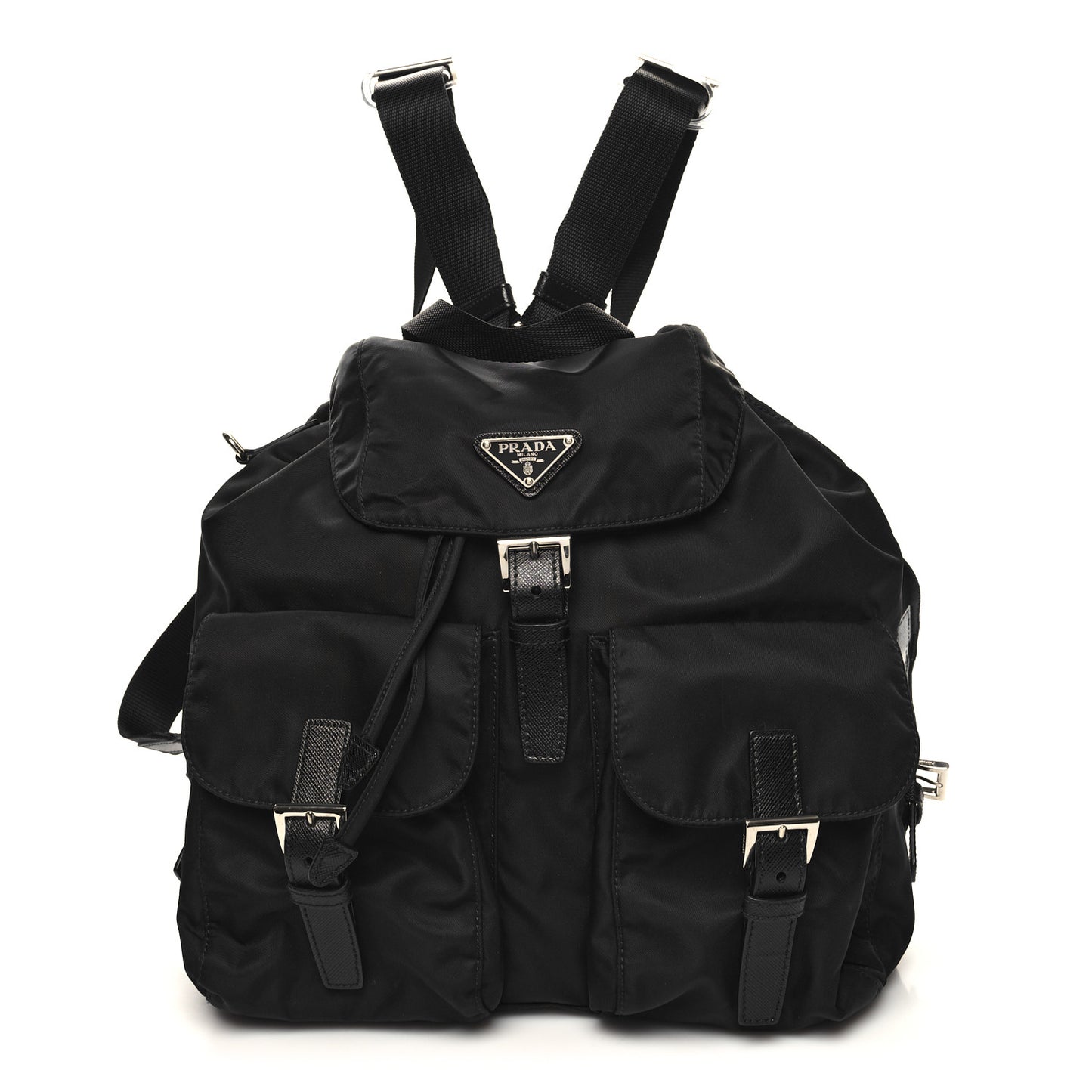 Re-Nylon Saffiano Medium Backpack Black