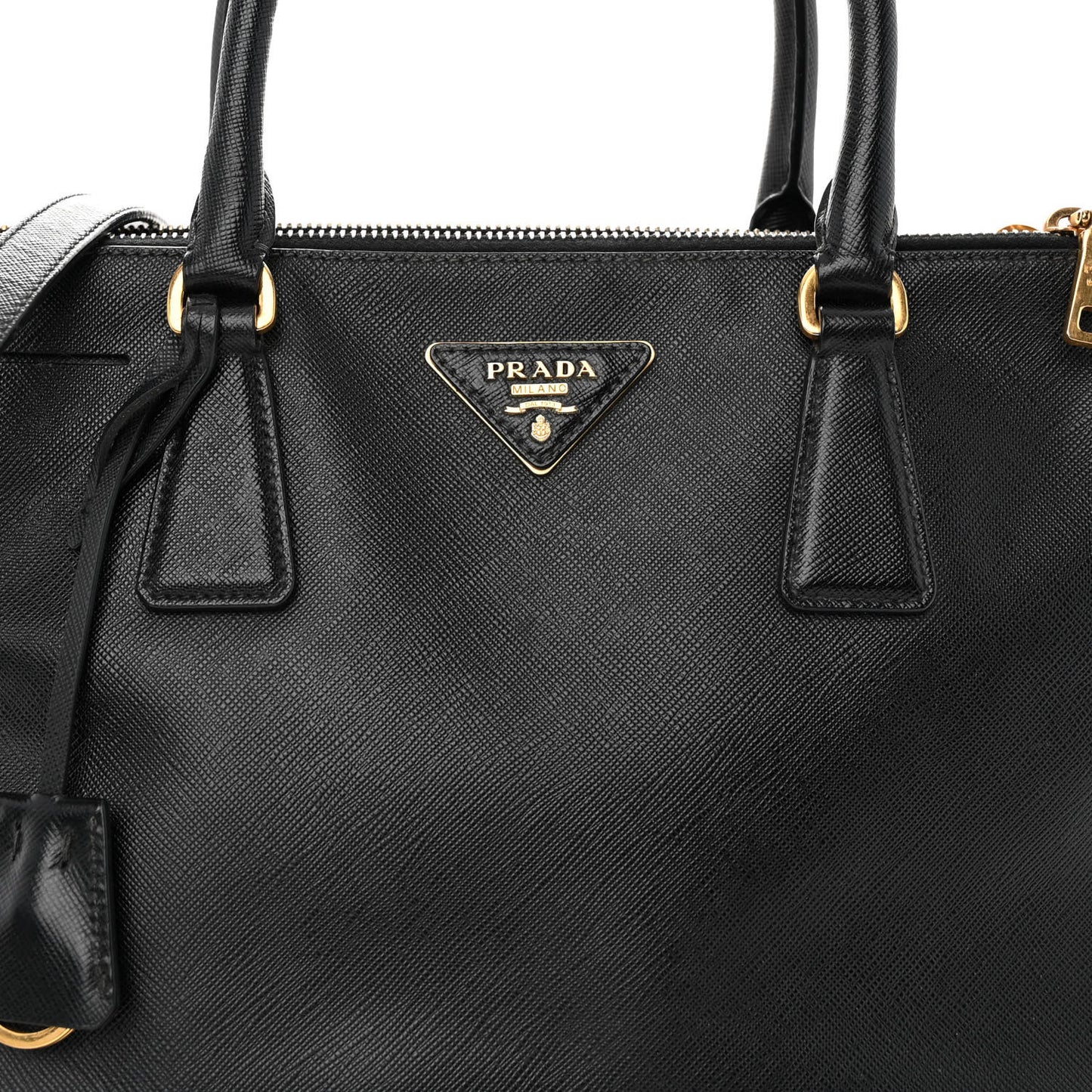 Saffiano Medium Galleria Double Zip Tote Black