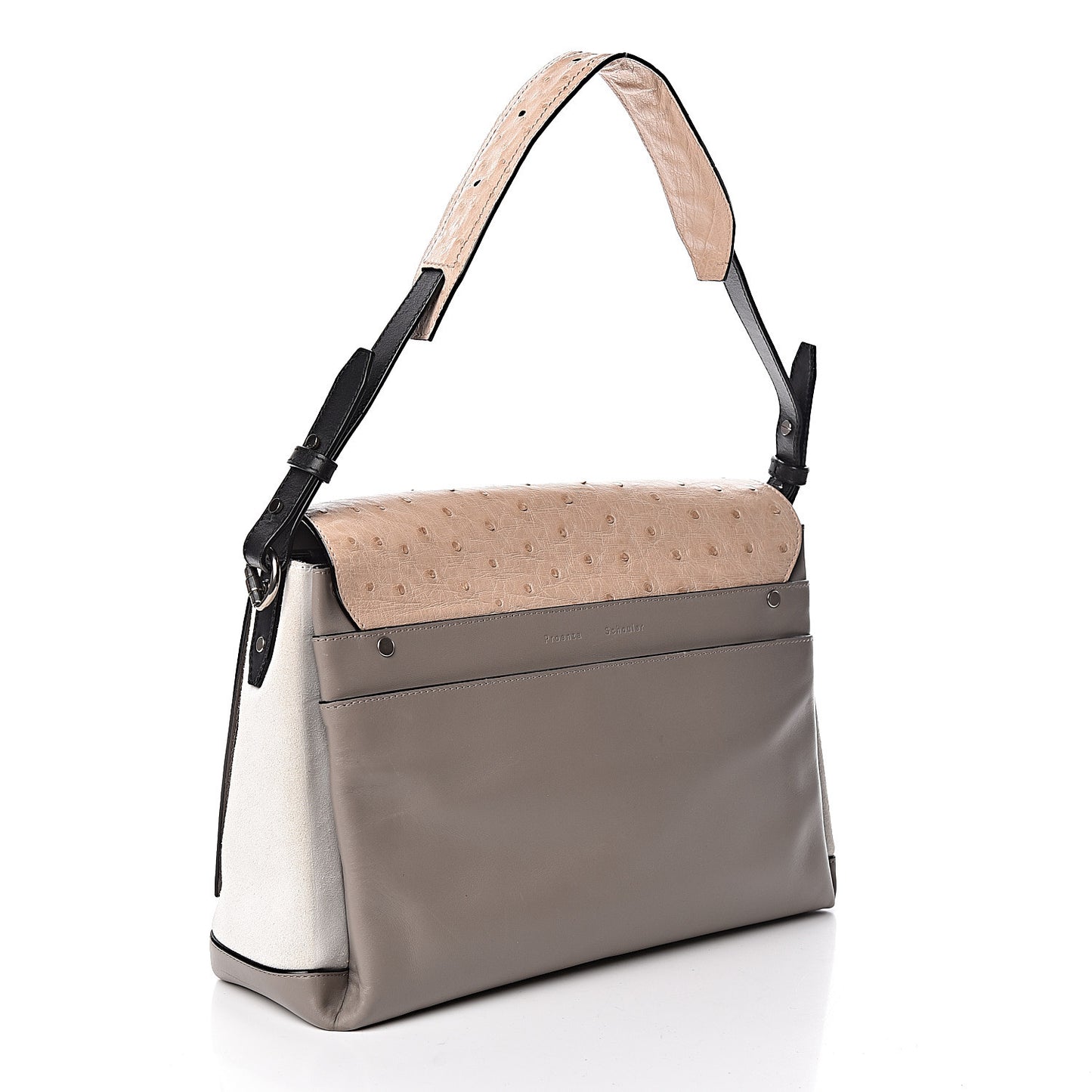 Ostrich Calfskin Suede PS Elliot Ciclo Pulver Ivory Black