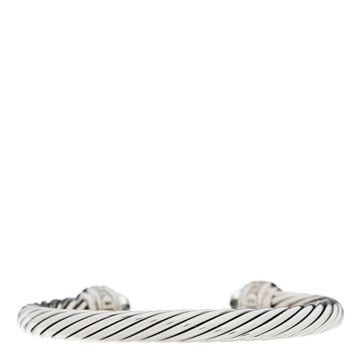 Sterling Silver Diamond Prasiolite 7mm Cable Classics Bracelet