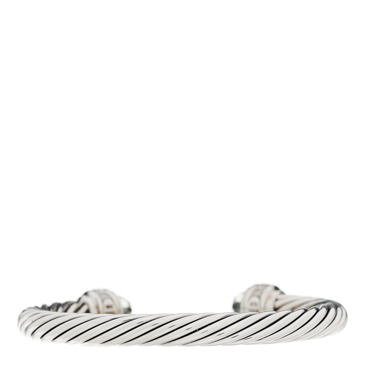 David Yurman Sterling Silver Diamond Prasiolite 7mm Cable Classics Bracelet 2 of 3
