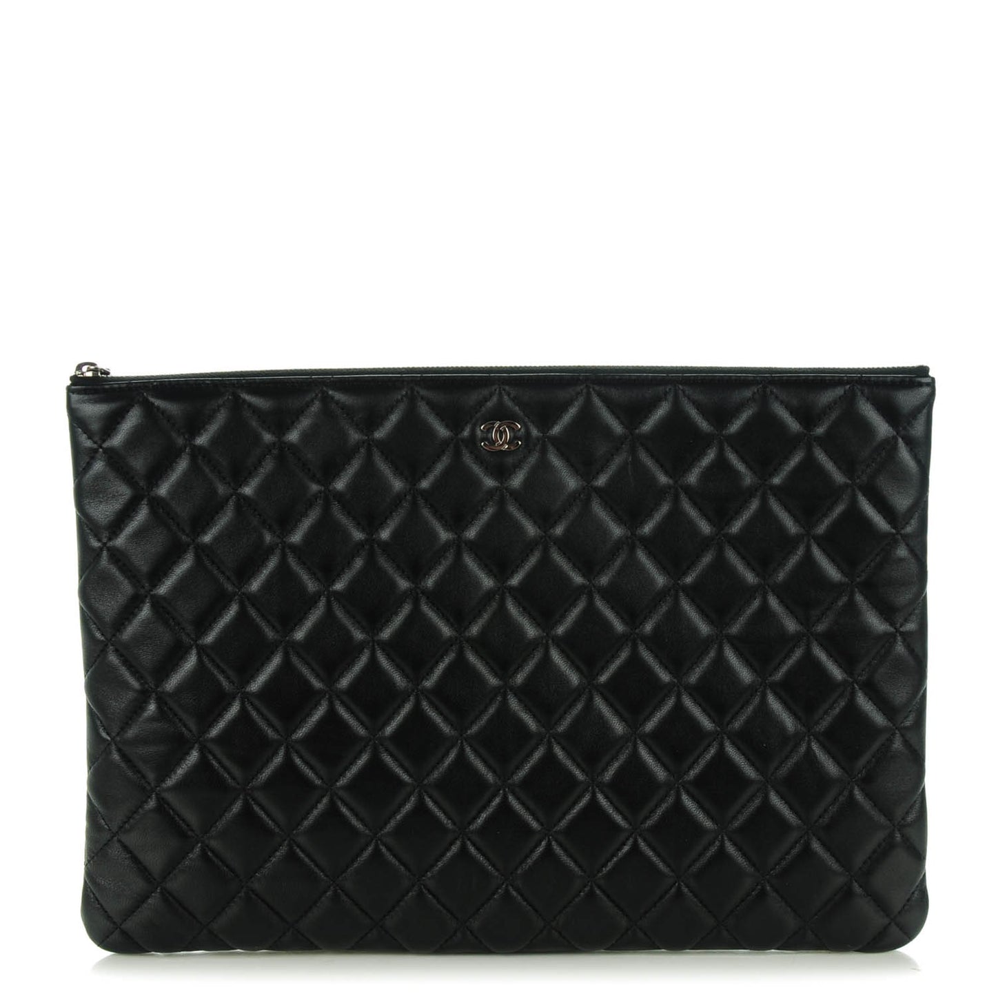 Lambskin Quilted Large Cosmetic Case Black