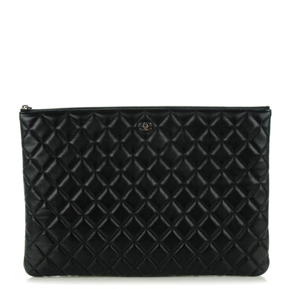 Chanel Lambskin Quilted Large Cosmetic Case Black 1 of 7