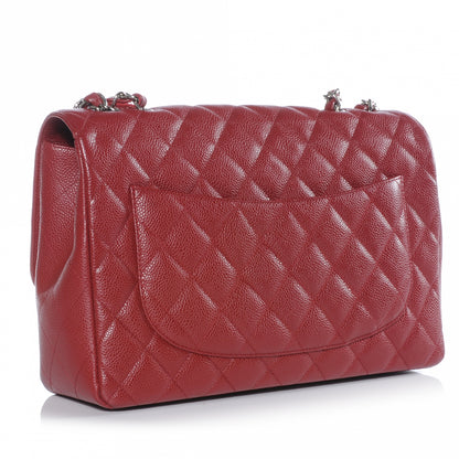 Chanel Caviar Jumbo Single Flap Red 3 of 8