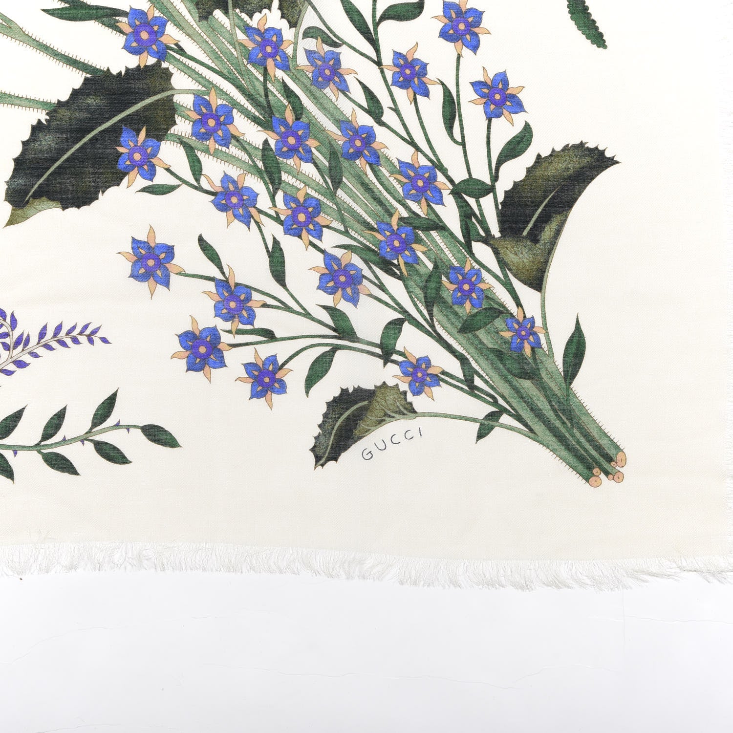 Gucci Silk Twill New Flora Square Scarf Ivory 2 of 6