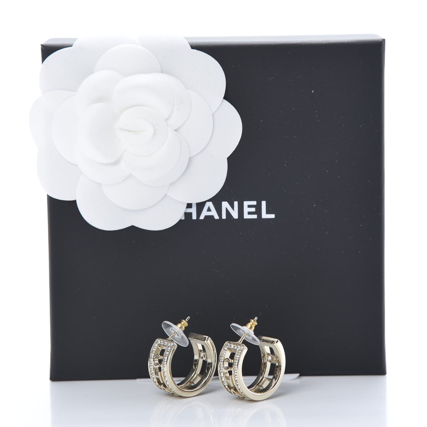Metal Crystal Bow-tiful CC Hoop Earrings Gold