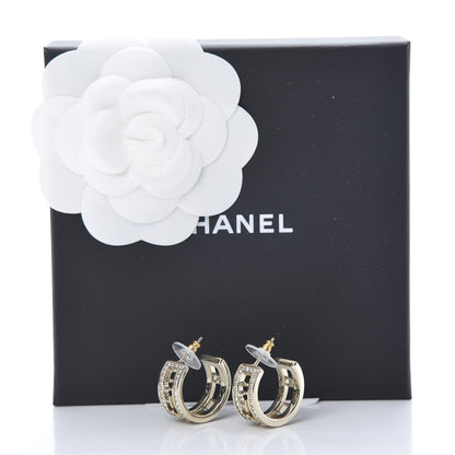 Chanel Metal Crystal Bow-tiful CC Hoop Earrings Gold 5 of 5