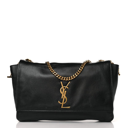 Saint Laurent Smooth Calfskin Suede Medium Reversible Monogram Kate Satchel Black 10 of 14