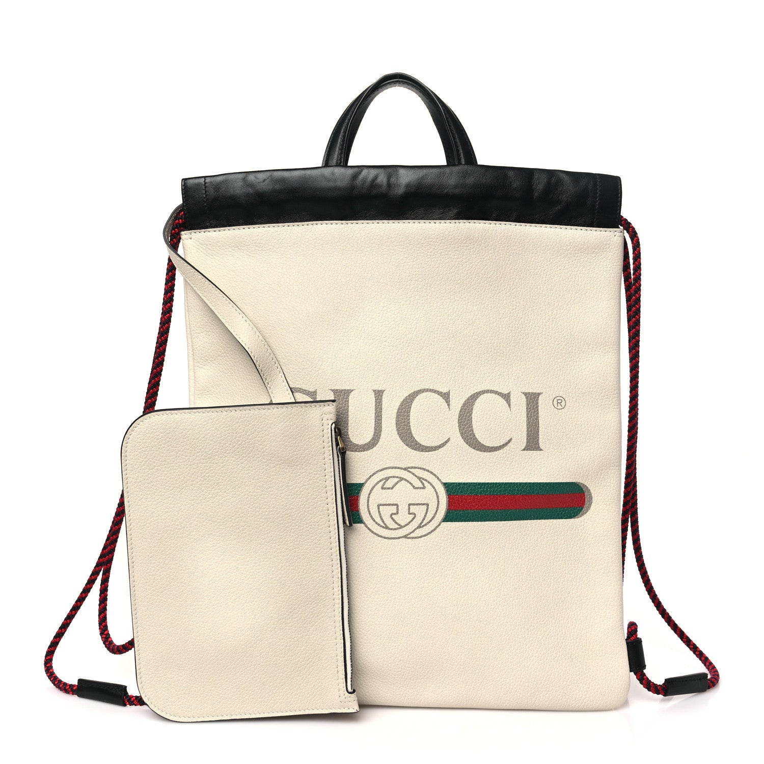 Gucci Calfskin Logo Drawstring Backpack Mystic White 3 of 11