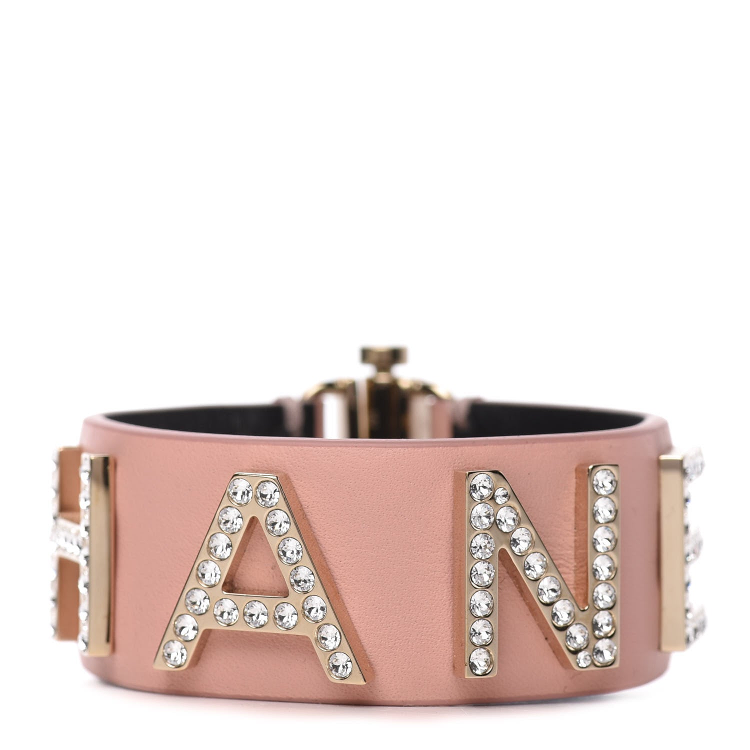 Chanel Calfskin Crystal Logo Cuff M Pink 1 of 7