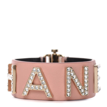 Chanel Calfskin Crystal Logo Cuff M Pink 1 of 7
