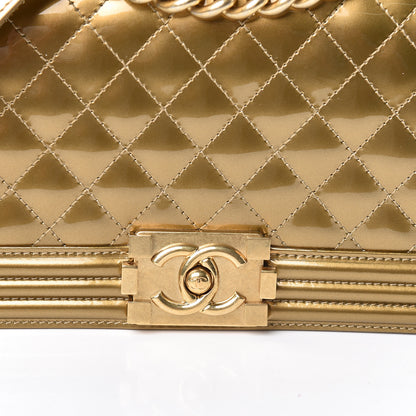 Chanel Metallic Patent Calfskin Quilted Medium Boy Flap Gold 10 of 10