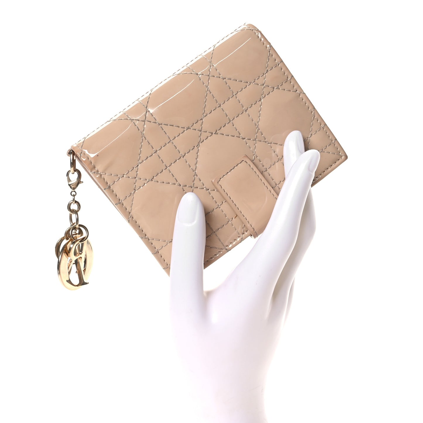 Patent Cannage Lady Dior Eden Wallet  Beige