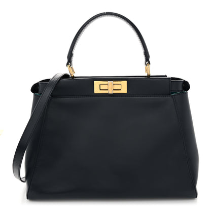 Fendi Vitello Morgan Shiny Nappa Medium Peekaboo Iconic Satchel Lavagna Lago 1 of 10