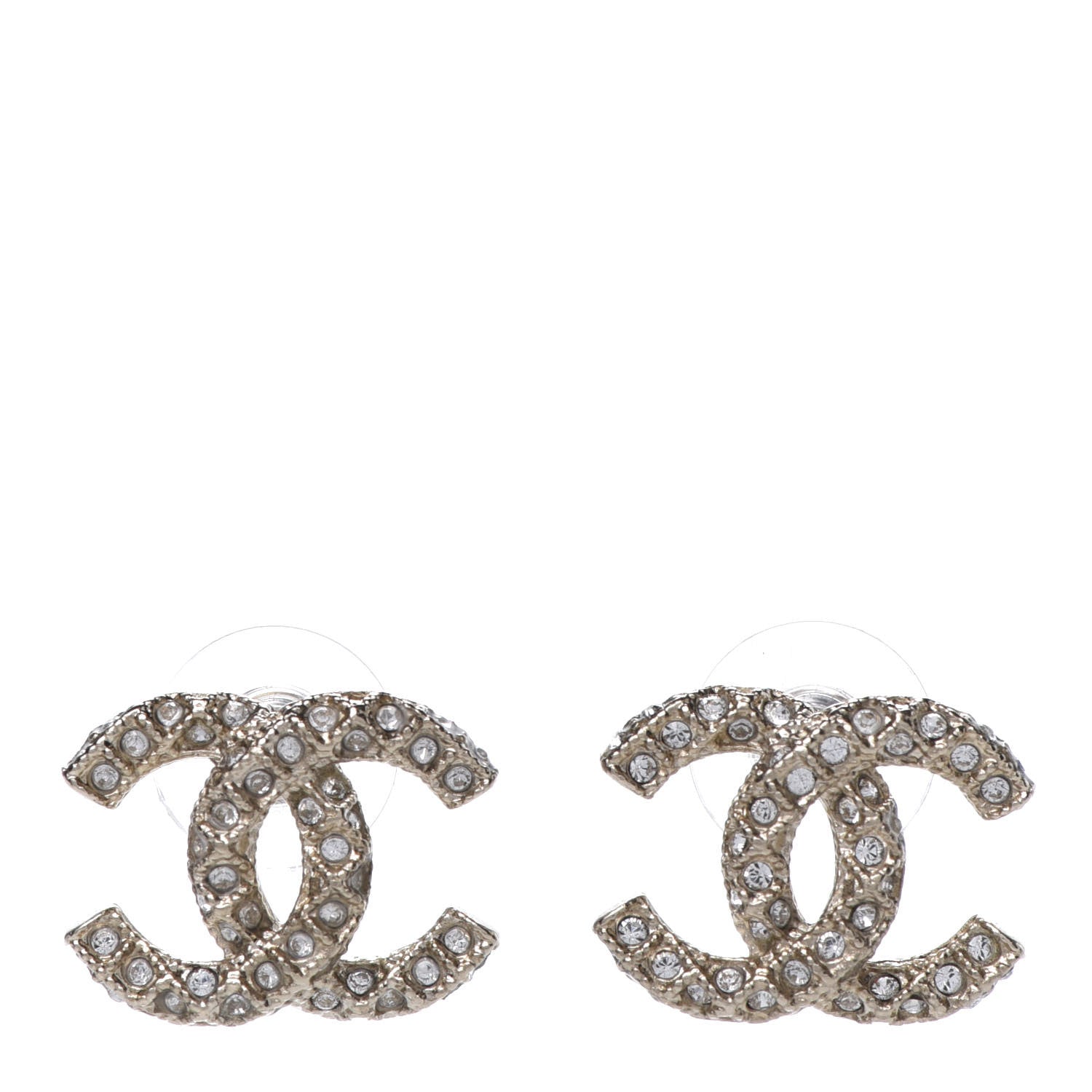 Chanel Crystal CC Earrings Light Gold 1 of 5