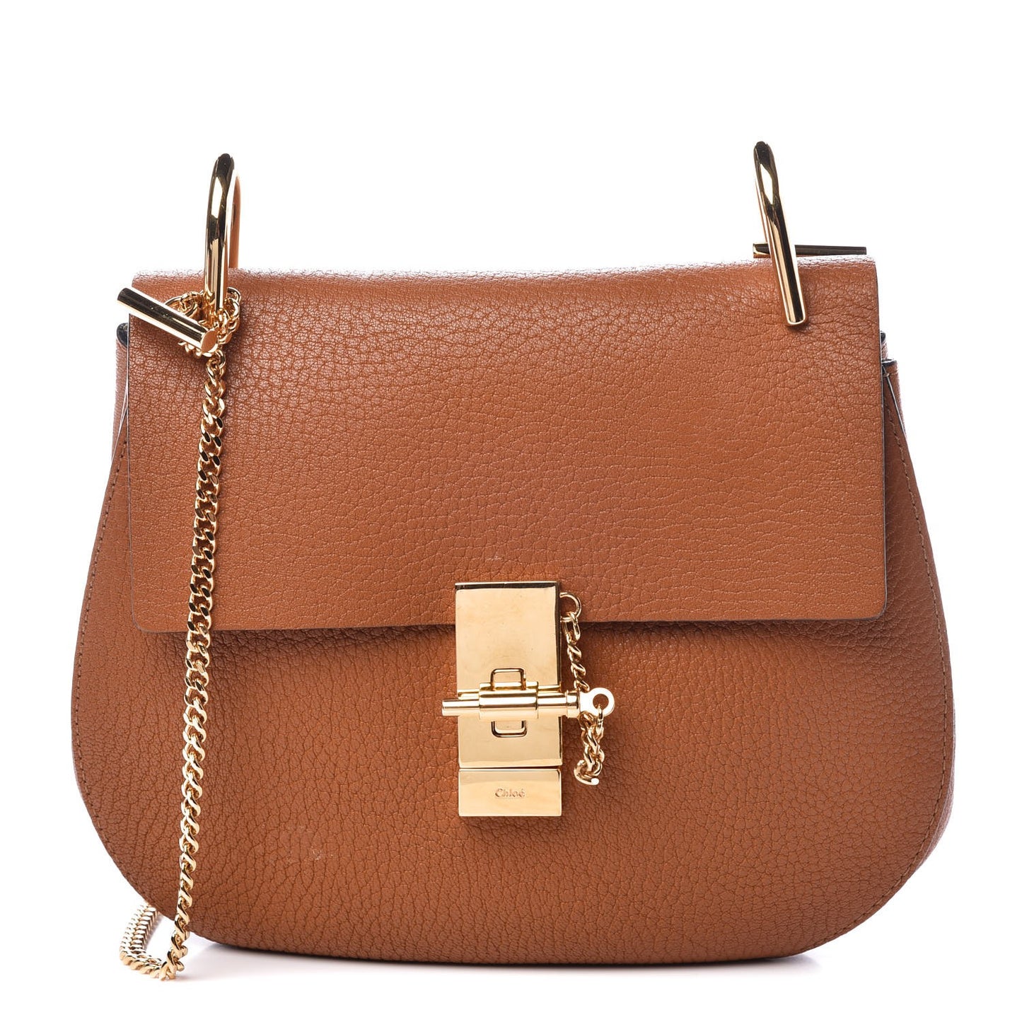 Grained Lambskin Drew Shoulder Bag Caramel