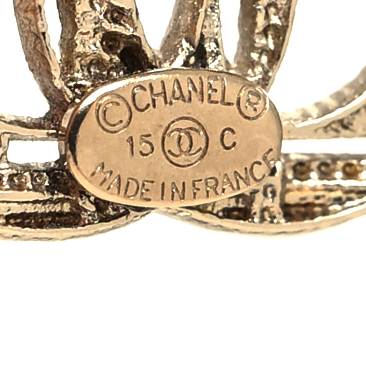 Chanel Tweed Effect CC Earrings Gold 4 of 4