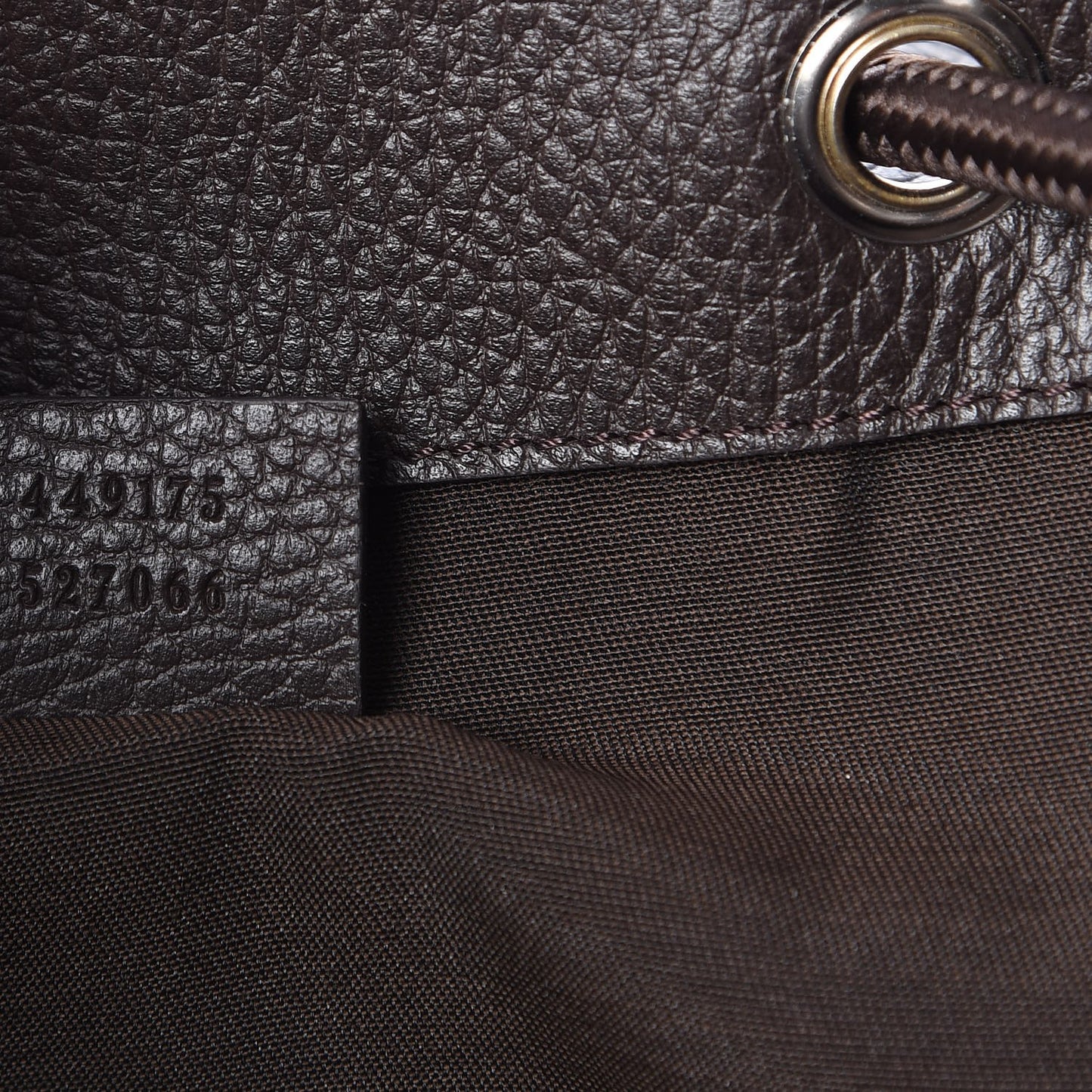 Monogram Dollar Calfskin O Drawstring Backpack Beige Ebony Testa di Moro Dark Chocolate