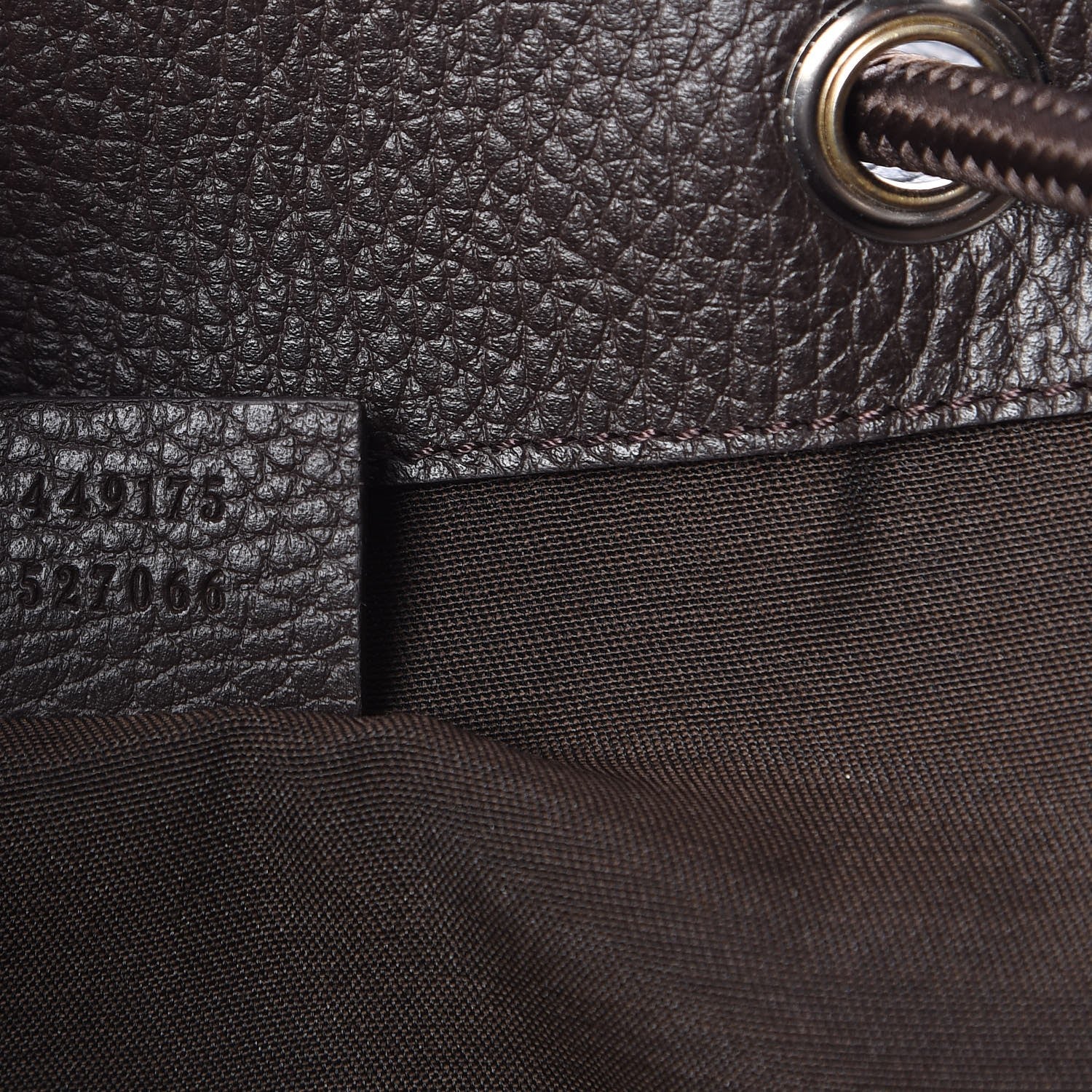 Gucci Monogram Dollar Calfskin O Drawstring Backpack Beige Ebony Testa di Moro Dark Chocolate 7 of 7