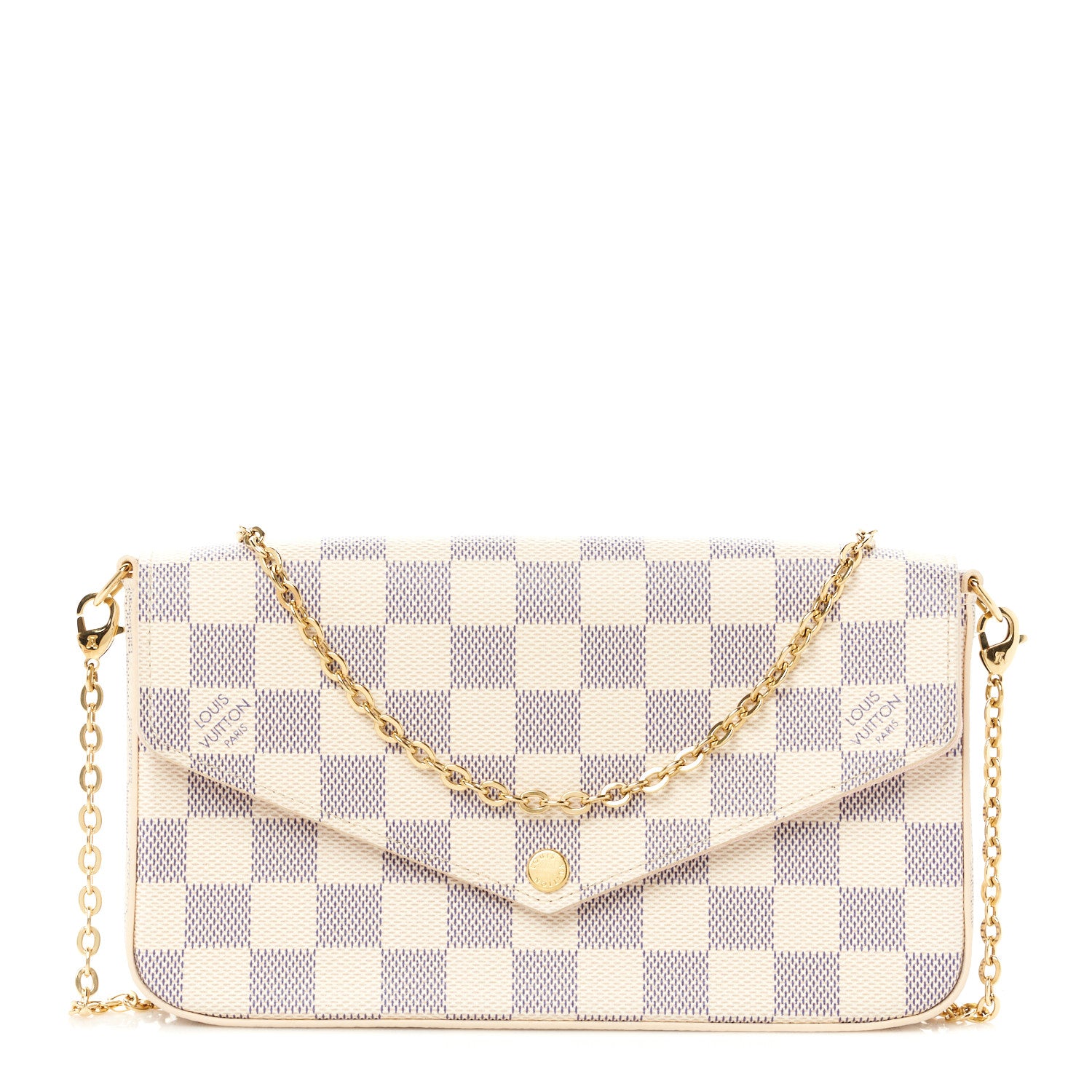 Louis Vuitton Damier Azur Pochette Felicie Chain Wallet Rose Ballerine 1 of 16