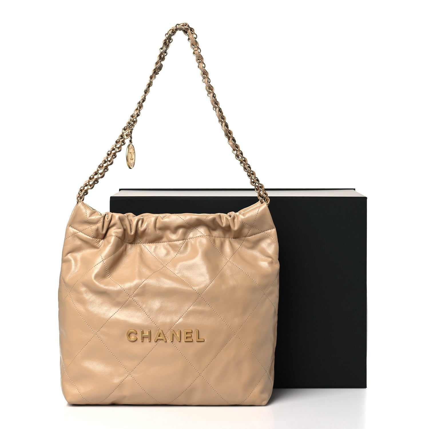 Chanel Shiny Calfskin Quilted Small Chanel 22 Beige 12 of 12