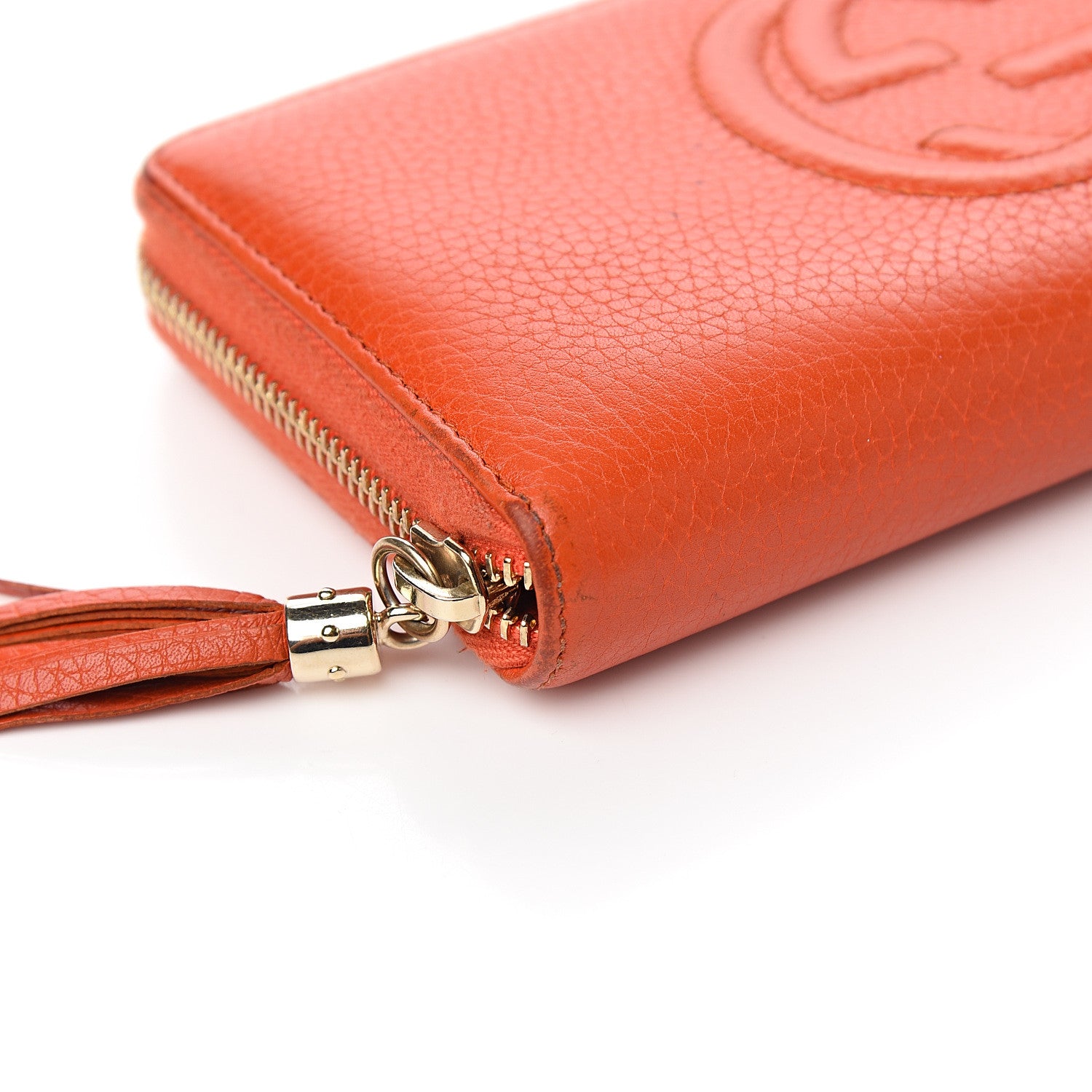 Gucci Pebbled Calfskin Soho Zip Around Wallet Sun Orange 7 of 11