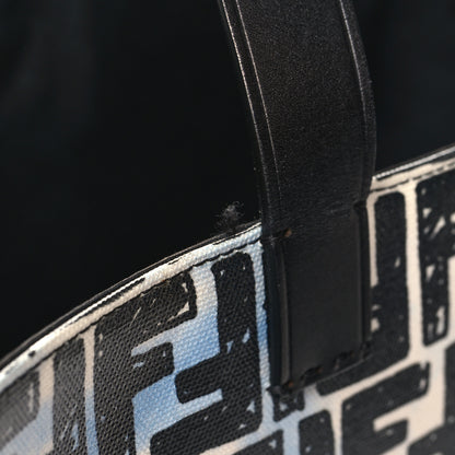 Fendi X JOSHUA VIDES Coated Canvas FF Cloudy Shopping Tote White Celeste Black 11 of 12