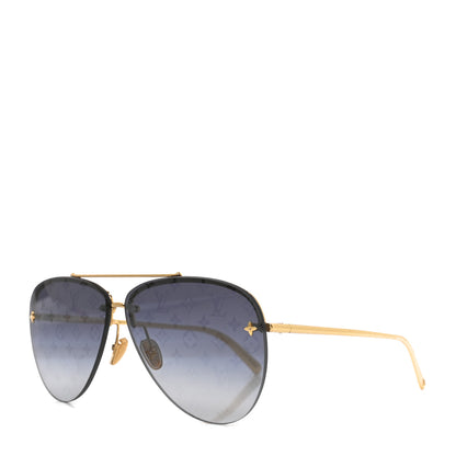 Louis Vuitton Metal Monogram LV Pilot Light Sunglasses Z1914U Gold Dark Gun 1 of 7