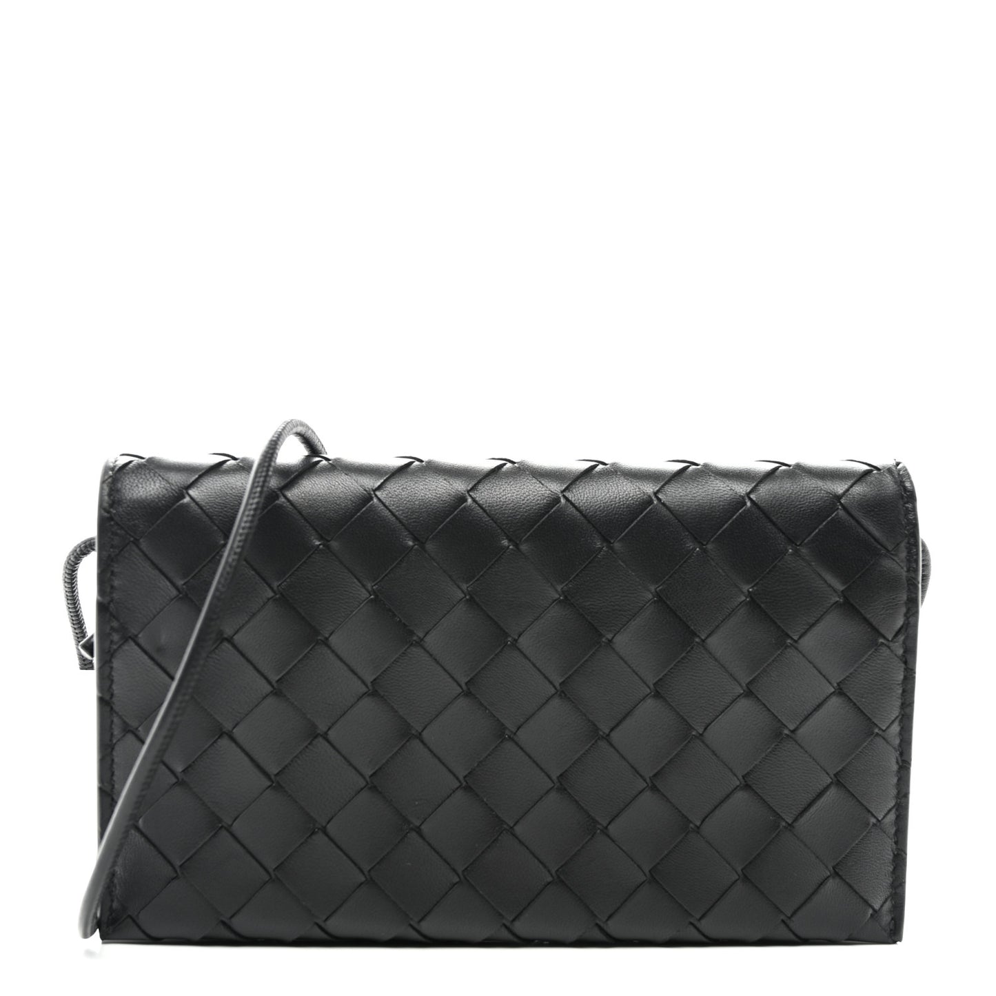 Nappa Intrecciato Wallet On Strap Black