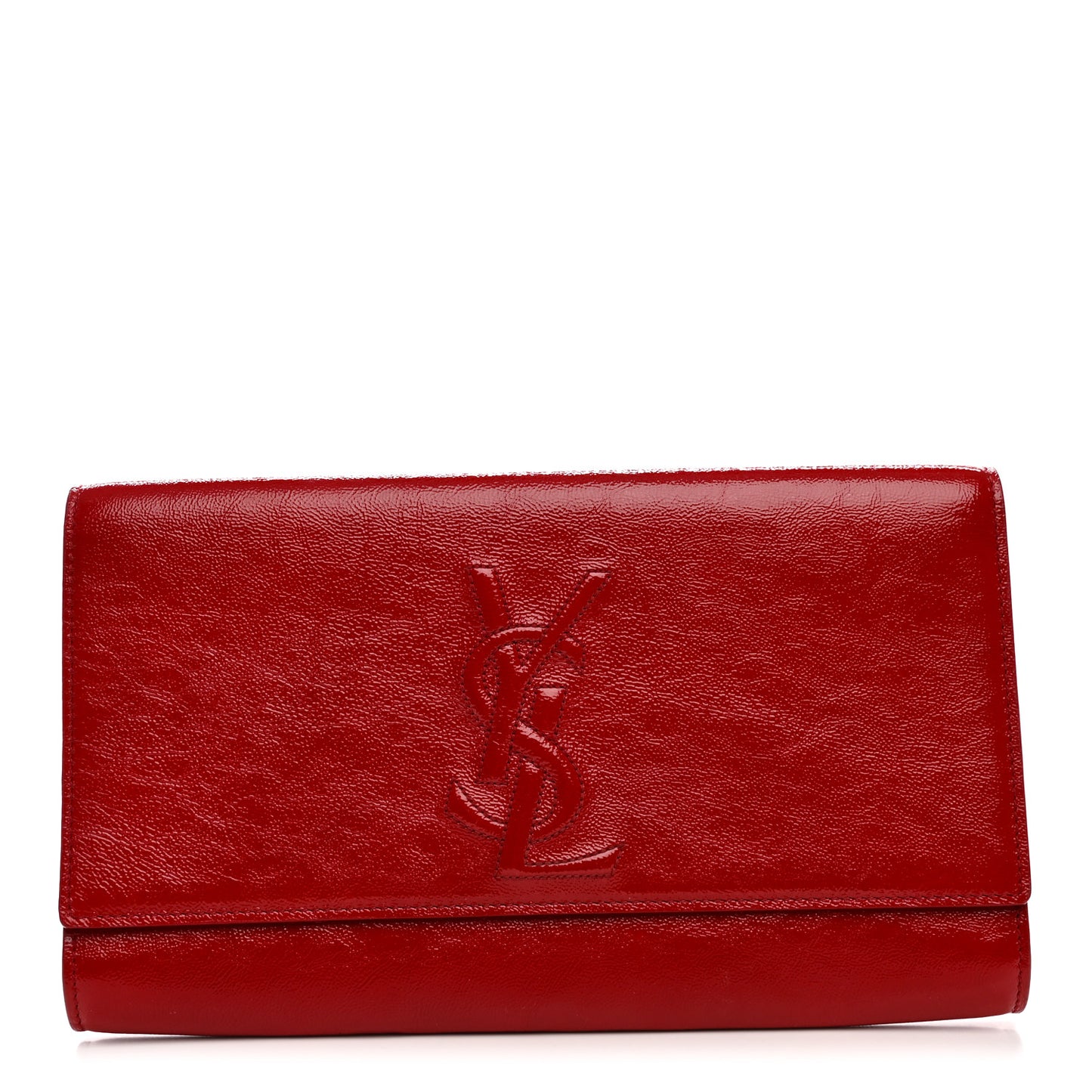 Textured Patent Monogram Large Belle De Jour Clutch Red